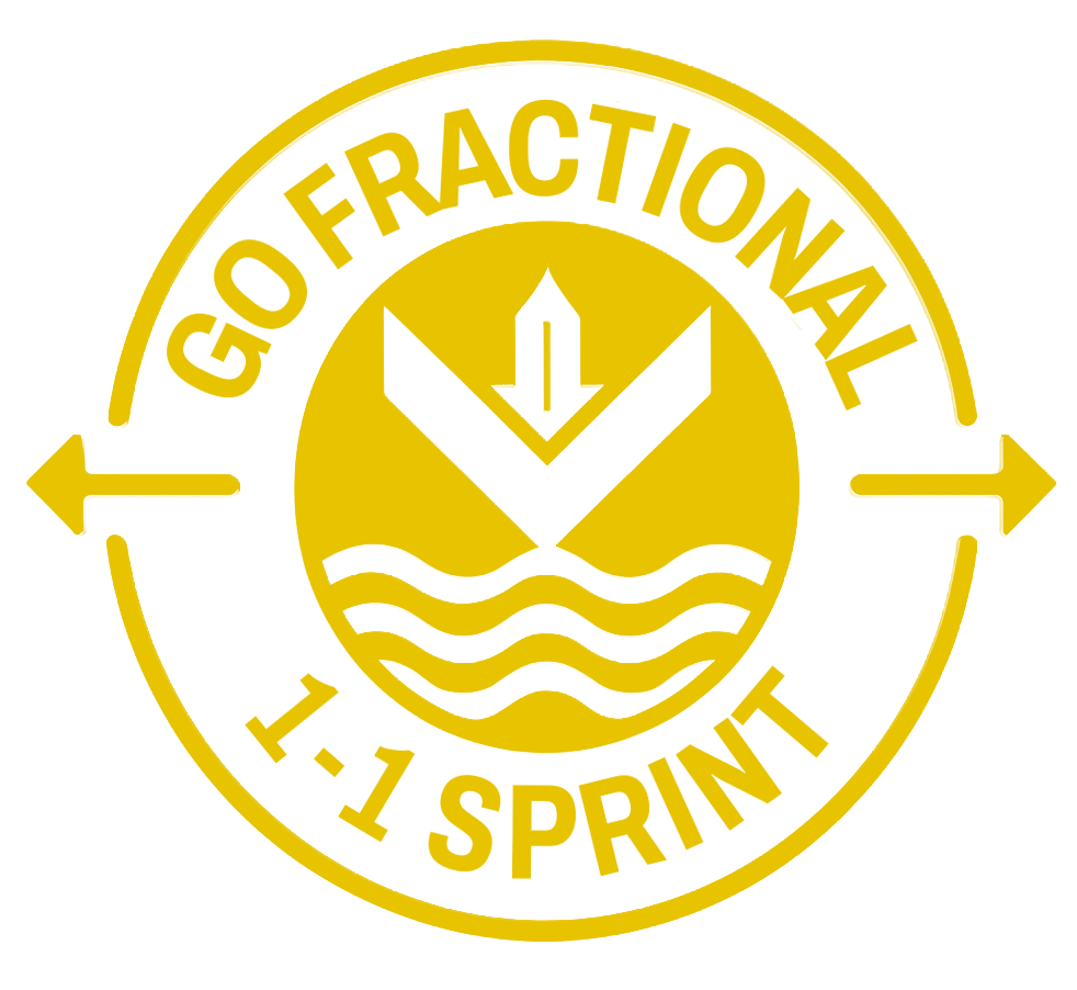 Badge graphic that says Go Fractional 1-1 Sprint